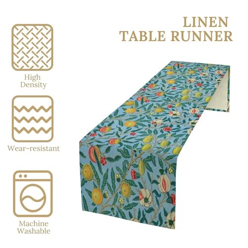 William Morris Style Table Runner for Table Decor, Art Rustic Black Style Bird Botanical Floral Flower Vintage Printed for Kitchen Dining Room Farmhouse Party Holiday Decorate 13" x 36" - color: William Morris_14, size: 13"W x 36"L (Pack of 1)