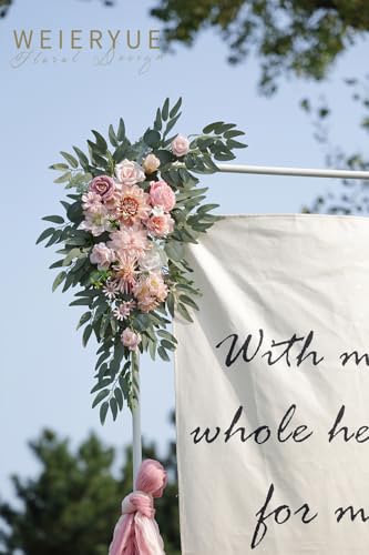 Artificial Wedding Arch Flowers Kit(Pack of 2) for Wedding Arch, Bridal Shower, Ceremony and Reception Backdrop Decoration (Romantic Pink) - color: Romantic Pink