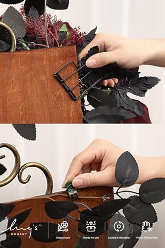 Ling's moment 2pcs Wedding Flowers Garland Artificial Floral Swag Arch Decorations Greenery Arrangements Black & Burgundy Ceremony Reception Garden Easel Wall Entryway Outdoor NOT Include Sign - color: Black & Burgundy