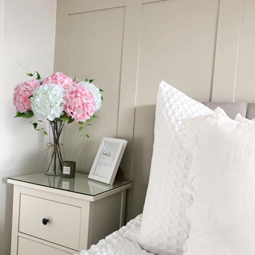 JINWOE Light Pink Flowers Silk Artificial Hydrangeas, 5Pcs 20Inch Lifelike Large Flowers with Stems, Full Artificial Flowers for Wedding Bouquet Table Centerpieces Spring Home - color: Light Pink