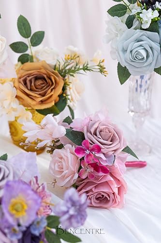 cololorful Wedding Centerpieces Flowers Set of 6 Mini Bridesmaid Bouquets Posy Bouquet Petite Wedding Nosegay Pre-Made Flowers Artificial Flowers - color: Cololorful