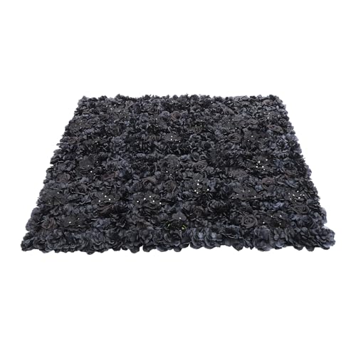 Black Flower Wall Panel,6pcs 23.62" X 15.75" Black Rose Panel Artificial Hydrangeas Flowers Panel Silk Fabric Wall Mat For Halloween Thanksgiving Photography Home Wedding Party Event Wall Decor - color: Black Roses, size: 6 pieces