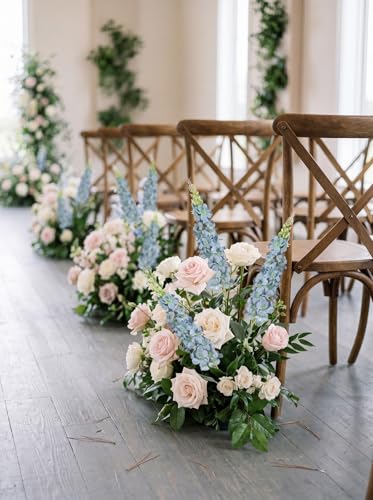 IPOPU 8PCS Dusty Blue Snapdragon Artificial Flowers Delphinium Artificial Silk Flowers Hyacinth Fake Flowers for Wedding Home Outdoor Party Floral Arrangement Centerpiece Table Decoration (Dusty Blue) - color: Dusty Blue