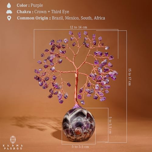 Amethyst Crystal Tree of Life Birthday Gifts for Women, Handmade Home Decor, Office, Room Decoration, Reiki Healing Crystal Chakra Tree for Money, Positivity, Good Luck Gifts for Her, Mom & Dad - color: Ball Base Amethyst Crystal Tree