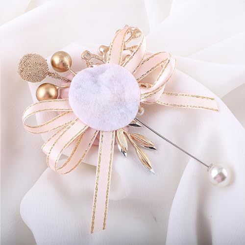 Handmade Satin Rose Water Drop Bridal Bouquet,8.7inch Crystal Wedding Round Tossing Bouquet,Jewelry Proposal Bridesmaid Bouquet Groom Corsage Bride Wrist Flower Ivory (Set) - color: Set