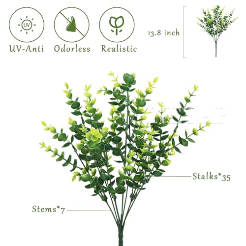 NETAP Outdoor Artificial Flowers UV Resistant, 20 Bundles Fake Realistic Floral Greenery Plants for Outside Porch, Window Boxes, Garden, Yard, Inside Home Table Decor, Green - color: Green