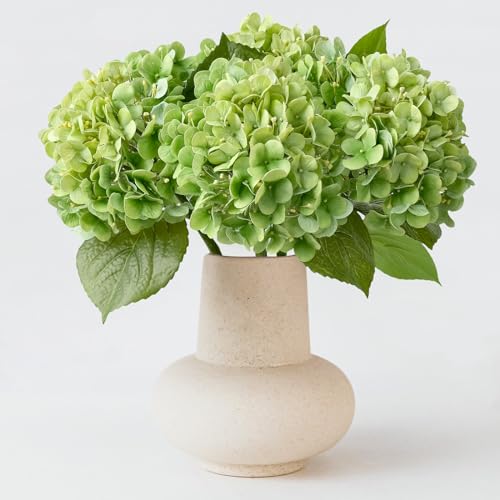 ZYTUYO 4PCS Green Fake Real Touch Hydrangea Flowers 20'' Lifelike Latex Artificial Hydrangeas for Spring Home Decor Outdoor Garden Porch Indoor Bathroom Living Room Kitchen Table Centerpiece - color: Green