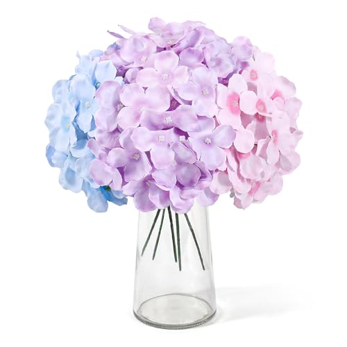 Auihiay 64Pcs Hydrangea Artificial Flowers Bulk, Faux Hydrangea Flowers Heads with Stems for Wedding Centerpieces Baby Shower Living Room Dining Table Bridal Shower Graduation Decor (Mixed Color) - color: Mixed Color