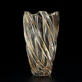 Hand Painted Gold Crystal Vase 11.2 inch Tall-Unique Whirlwind Shaped Glass Large Vase Home Office Decor for Living Room Dining Table Centerpieces, Birthday and Wedding.