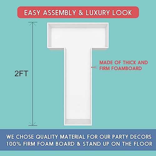 2FT Letter T Mosaic Balloon Frame Letter DIY Fillable Letters Kit for Birthday Party Wedding Backdrop Decor - color: Letter T, size: 2FT