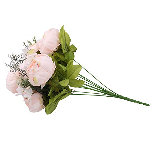 Silk Peony Bouquet Vintage Artificial Peonies Flower for Home Wedding Party Decor (1pcs, Peach Pink) - color: Peach Pink