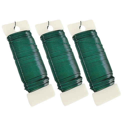 22 Gauge Green Floral Wire 3 Pack 114 Yards Flexible Paddle Wire for Christmas Wreath Tree,Crafts,Garland and Floral Arrangements (3,Green, 114 Yards) - color: Green