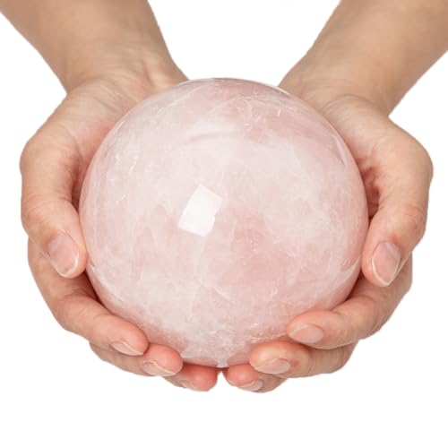 Large Rose Quartz Crystal Sphere Natural Pink Healing Crystal Ball with Stand Meditation Decorative Balls Home Decor 100-110mm/3.9-4.3" - color: Rose Quartz, size: 3.9 - 4.3 inches