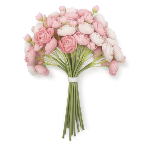 Ranunculus Artificial Flowers 18pcs, Faux Silk Mini Ranunculus Bulk Fake Wedding Filler Flowers for DIY Bouquets Centerpieces Bridal Shower Decorations Arrangements, Dusty Rose - color: Dusty Rose