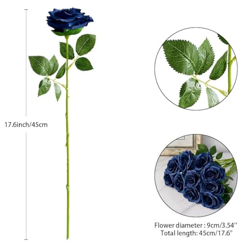 50Pcs Dusty Blue Roses Artificial Flowers Artificial Silk Roses Bulk,Fake Roses Flower with Stems Realistic Flowers for Wedding Centerpiece Home Party Decor - color: 50pcs Dusty Blue