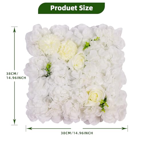 12-Pack Flower Wall Panels, 15x15 Inch Artificial Silk Rose Backdrop for Wedding, Party & Event Decorations, White - color: White, size: 15 x 15 inches