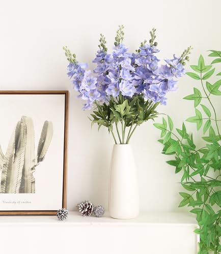 IPOPU 6PCS Light Blue Delphinium Flowers 28.74'' Artificial Snapdragon Fake Larkspur Flowers Bulk for Wedding Garden Home Floral Arrangement Centerpiece (Light Blue) - color: Light Blue
