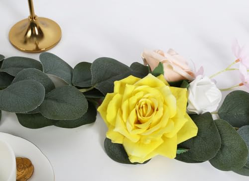 Artificial Flowers - 16pcs Yellow Fake Roses, 4.3" Velvet Roses for Wedding Bouquet, Home Party & Garden Decorations - color: 4.3" Yellow