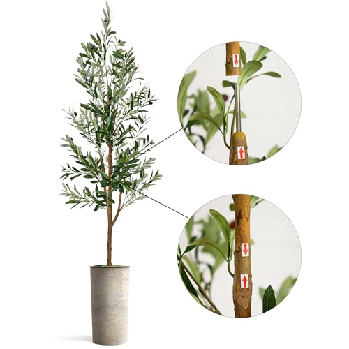 Artificial Tree in Off-White Texture 68-Inch, Fake Olive Silk Tree for Indoor and Outdoor Home Decoration - 68" Overall Tall (Plant Pot Plus Tree) - style: Olive Tree