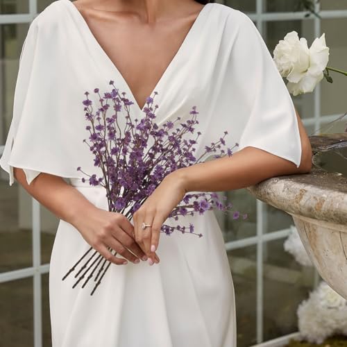 10PCS Dark Purple Babys Breath Artificial Flowers 22.8" Romantic Fake Babys Breath Gypsophila 22.8" Silk Faux Flowers Bulk for DIY Floral Arrangement Home Vase Decor (Dark Purple) - color: Dark Purple