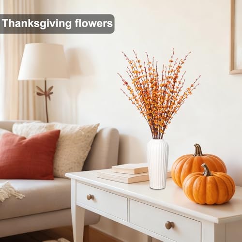 Wootkey 5 Pcs 29.5" Long Fake Fall Flowers Burnt Orange Jasmine Fall Floral Stems for Wedding Bouquets Dried Autumn Orange Fake Flowers for Vases Home Parties - color: Autumn Yellow, size: 5pcs-29.5''