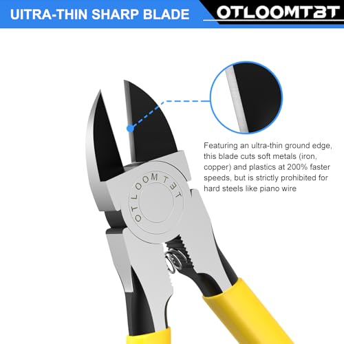 OTLOOMTBT 6-In and 5-In 2 PCS Ultra Sharp Compact Wire Cutters with Long Flat Nose Pliers Ideal for Cutting Crafts, Flowers, Plastics, Appliances and Any Clean Cutting Needs Powerful Wire Cutter