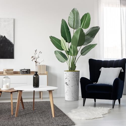 Artificial Tree in Abstract Ink Planter, Fake Bird of Paradise Silk Tree for Indoor and Outdoor Home Decoration - 67" Overall Tall (Plant Pot Plus Tree) - style: Bird of Paradise