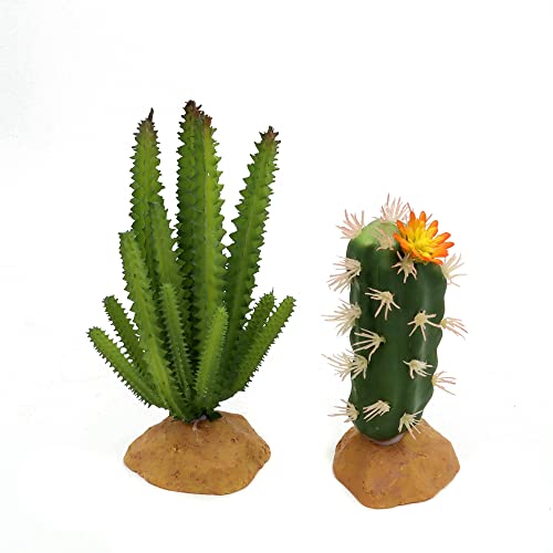 JIHAQUA Reptile Plants Succulent, Artificial Desert Rain Forests Plants for Lizard Bearded Dragon Chameleon Gecko Snake Amphibian Terrarium Decor (Set 2) - color: Set 2