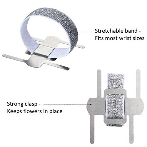 Chinco 24 Pieces Wrist Corsage Bands Elastic Stretchable Corsage Wristlets Bracelets Prom DIY Wrist Accessories Elegant Wristlets Bands for Wedding Party Bride Bridesmaid Prom Festival