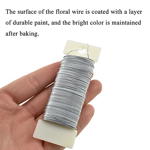HAHIYO 22Gauge Silver Flexible Floral Wire - 1 Roll, 38 Yards (115 Feet) for Crafts, Christmas Wreaths, Tree & Flower Arrangements, Wedding DIY - color: Silver, size: 22Gauge-1P/38Yards