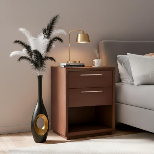 23.6 in Black Floor Vase – Modern Oval Tall Floor Vase with Gold Cutouts & Slim Neck, Decorative Vases for Luxury Home, Office, Wedding Decor – Resin Tall Vases