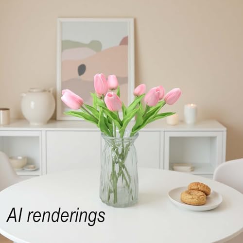 Artificial Flowers 10 Heads Mini Real Touch Artificial Tulip for Home Wedding Party Centerpiece Decoration (Old Pink) - color: Old Pink