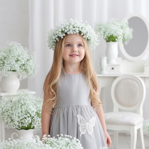 120PCS Baby Breath Artificial Flowers Babies Breath Flowers Artificial Bulk Faux Flower Bouquet White Flores Real Touch Fake Flower Arrangements Wedding Centerpieces Tables Decorations