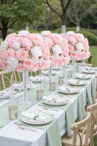 2pcs Large Artificial Flowers Centerpieces Decor for Tables Floral Arrangement Bouquet for Wedding Reception Aisle Ceremony Party Flowers Balls (Without Stand) (2pcs 15'' Pink) - color: 2pcs 15'' Pink