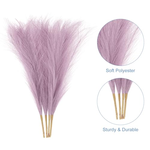 uxcell 4pcs Faux Pampas Grass 17 Inch 6 Stem Artificial Fake Dried Pampas Grass Decor for Floor Vase Filler, Wedding Decoration, Home Decoration, Light Purple - color: Light Purple