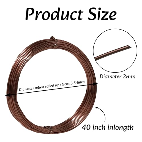 Aluminum Craft Wire, 33 Feet Bendable for Jewelry Making, Sculpting, Floral, Wreath, Crafting, Wire Wrapping, Beading Wire, Christmas Ornaments (Brown, 18 Gauge) - color: Brown, size: 18 Gauge