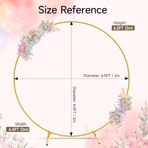 Balloon Arch Stand Metal Round Backdrop Stand Circle Balloon Arch Frame Wedding Arches 6.5FT for Ceremony Birthday Party Baby Shower Decoration - size: 6.5FT