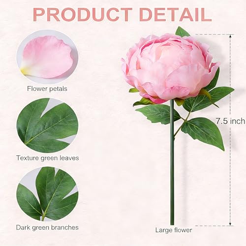 Artificial Hydrangea Flowers Arrangement in Wood Planter, 4PCS Fake Flowers in Wooden Vase Potted Floral Centerpieces for Tables Living Room Home Office Kitchen Decor (Pink Peony) - color: Pink Peony