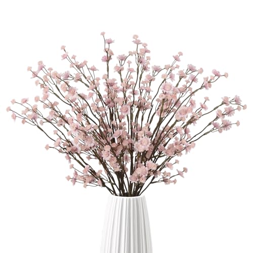 10PCS Light Pink Fake Babys Breath Bouquets 22.8" Tall Babys Breath Artificial Flowers Realistic Faux Silk Gypsophila Flowers Bulk for Bridal Shower Wedding Party Home Decorations (Light Pink) - color: Light Pink