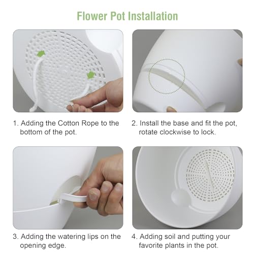 Meowell 12 inch Large Self Watering Pots for Indoor Outdoor Plants, Plant Pots with Mesh Drainage Holes for Garden House Plants, Plastic Planters with Reservoir for Flower Plants, White - color: White, size: 12inch B