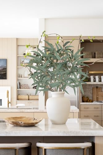 Briful Artificial Eucalyptus Willow Branches 33'' Tall Gray Fake Eucalyptus Stems Arrangement, Realistic Faux Greenery Stems, Indoor Plant, Home Housewarming Farmhouse Porch Vase Decor, Set of 6 - color: 6pcs Gray and Green