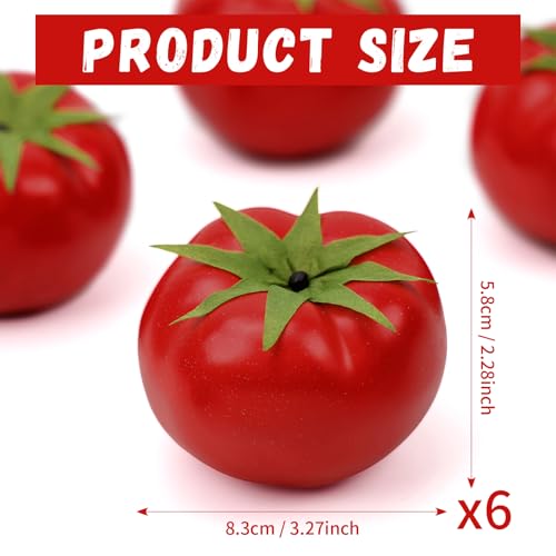 Gresorth 6pcs Artificial Lifelike Simulation Tomato Fake Fruit Vegetable Home Party Kitchen Decoration - color: Tomato