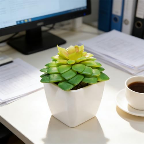 Artificial Succulent Plants in Pot - 1Pcs Small Water Lotus Realistic Fake Potted Succulents for Home Decor, Desk, Office, Bathroom, Windowsill - Indoor Houseplant for Bedroom, Kitchen, Shelf - color: Small Water Lotus