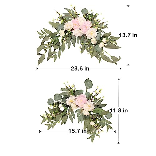 GOLDY&WENDY Wedding Welcome Sign Flower Swag (Pack of 2) for Wedding Party Reception Entrance Welcome Sign Artificial Silk Flowers Wall Hanging Ornament Decor - color: B1-pink Peony