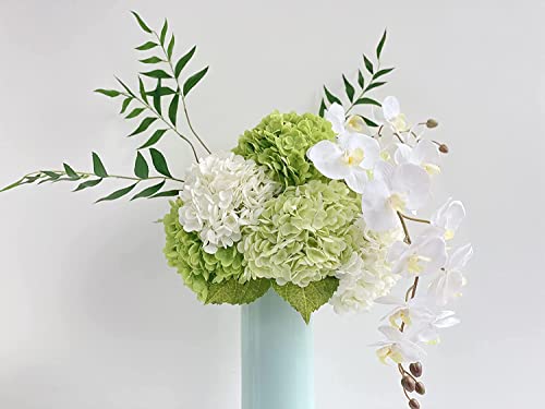 YalzoneMet Artificial Hydrangea Flowers 4 Pcs 2 White 2 Light Green 21 inch Long Rod Real Touch Lifelike Fake Latex Hydrangea Flowers for Home Party Outdoor Wedding Gifts Christmas Table Decoration - color: White Light Green
