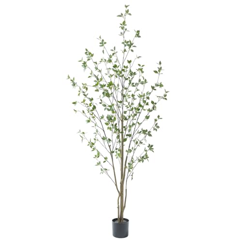 Bellacat 7ft Artificial Citrus Tree with Lifelike Leaves, 84in Faux Citrus Tree with Realistic Trunks, Fake Citrus Tree for Home Office Living Room Bedroom Porch Decor. - color: Black, size: 7ft