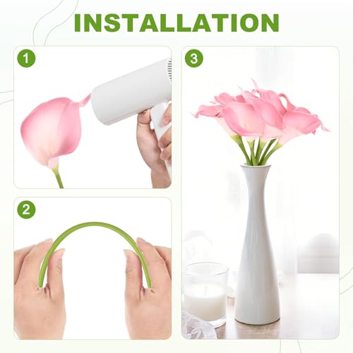 M METERXITY 10-Pack Pink Artificial Calla Lily Flowers,14 Inch Faux Calla Lily PU Bouquets Real Touch Faux Flowers for Home/Wedding/Christmas/Party - color: Pink