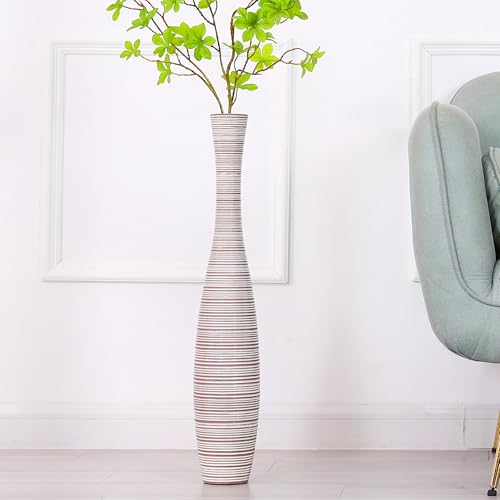 Leewadee Decorative Tall Floor Vase for Living Room Decor, 26 inches, White Wash, Resin - color: White Wash, size: 26 inches