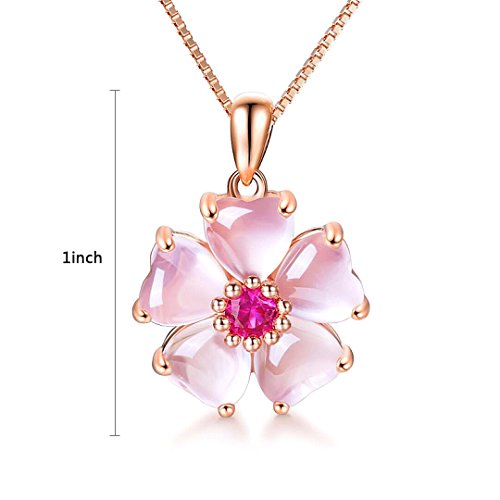 ROSE Gold Cherry Blossoms Necklace For Graduation and Mother’s Day gifts Pink beautiful Artificial stone crystal Necklace Best Gifts For Women Friend Lover