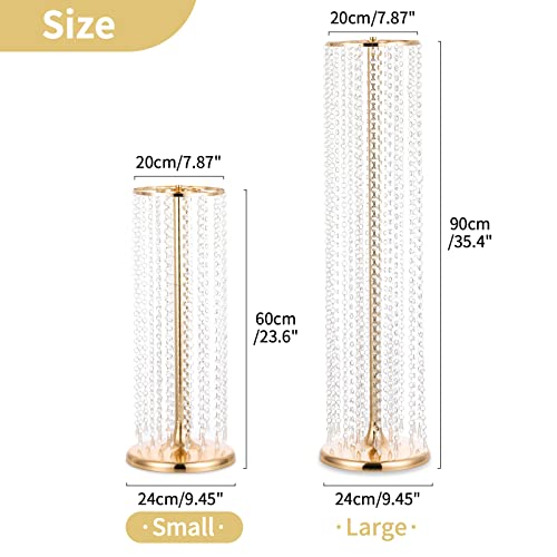 Nuptio Wedding Centerpieces Flower Vases: 10 Pcs 23.6in Tall Crystal Gold Vase Metal Flowers Stand for Party Tables Decorations - Elegant Bulk Weddings Decoration Table Chandelier Centerpiece Stands - color: Gold, size: 10 Pcs 23.6 inch